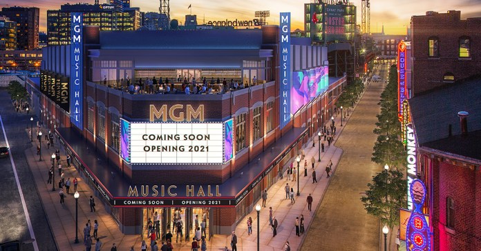 Image courtesy of Fenway Sports Group (FSG) and Live Nation, representing the MGM Music Hall at Fenway, next to Fenway Park, home of the Boston Red Sox (MLB).  